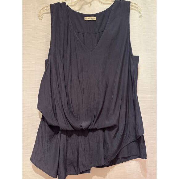 ULLA JOHNSON Gray Sleeveless Asymmetric V Neck Tunic Top 6 - Picture 1 of 5